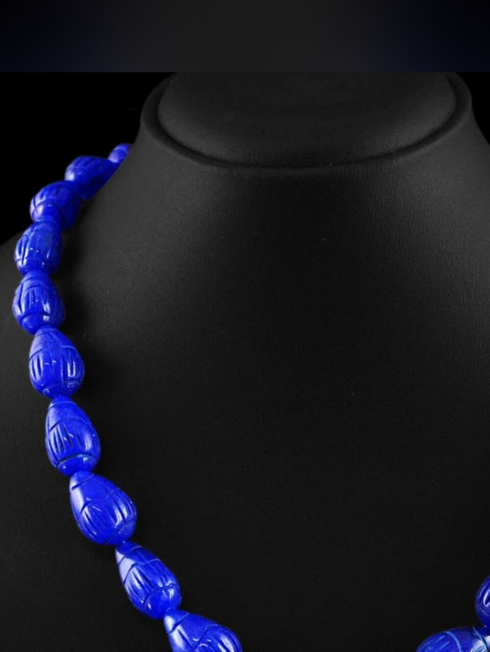 Carved Lapis Lazuli Statement Bead Necklace - Women's Jewelry